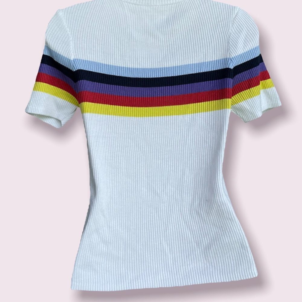Retro Rainbow Stripe Ribbed Tee - Picture 3 of 3